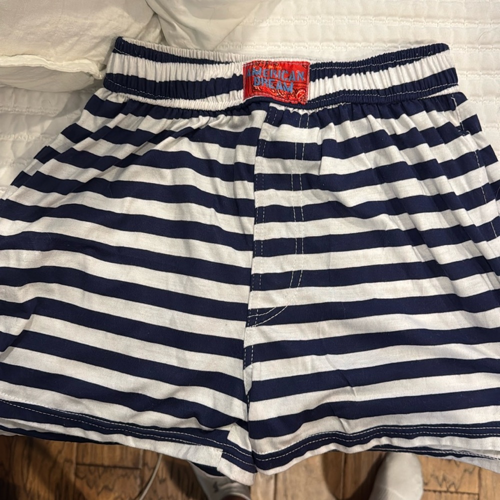 Original Penguin Navy and White Striped Women's Shorts